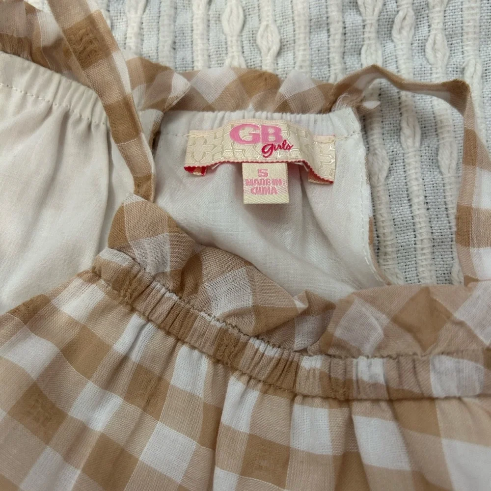 GB girls plaid brown and white dress - Picture 3 of 4